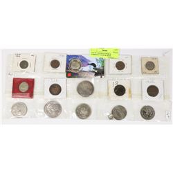 LOT OF ASSORTED WORLD CURRENCY COINS & MEDALLIONS