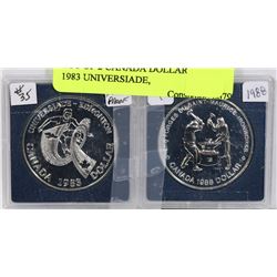 LOT OF 2 CANADA DOLLAR COINS, 1983 UIVERSIADE