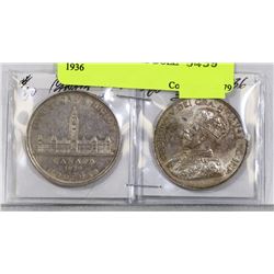 LOT OF 2 CANADA DOLLARS 1939, 1936
