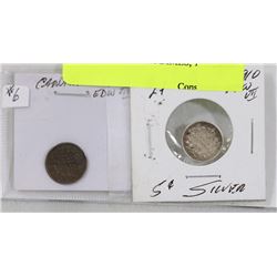 LOT OF 2 CANADA DIMES 1908, 1910