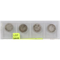 LOT OF 4 CANADA DIMES, 1928, 1930, 1932, 1936