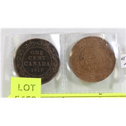 LOT OF 2 CANADA LARGE PENNIES 1917, 1919