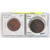 Image 1 : LOT OF 2 1850  BANK OF CANADA HALF PENNY AND PENNY