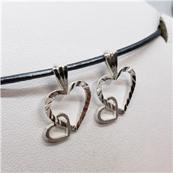 193) STERLING SILVER PENDANT WITH CORD NECKLACE