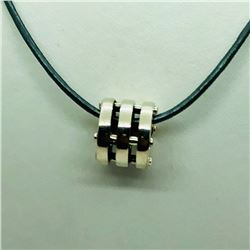 128) STERLING SILVER BEAD WITH CORD NECKLACE