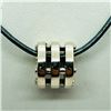 Image 3 : 128) STERLING SILVER BEAD WITH CORD NECKLACE