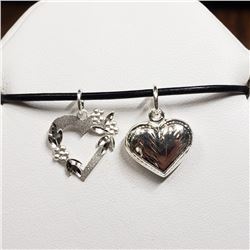 197) STERLING SILVER 2 HEART PENDANT NECKLACE