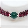 152) GENUINE GARNET & GREEN AGATE BRACELET