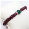 Image 2 : 152) GENUINE GARNET & GREEN AGATE BRACELET