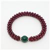 Image 3 : 152) GENUINE GARNET & GREEN AGATE BRACELET