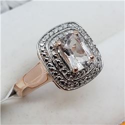 195) ROSE GOLD PLATED ST. SILVER MORGANITE RING