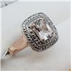195) ROSE GOLD PLATED ST. SILVER MORGANITE RING