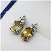 188) STERLING SILVER CITRINE AND DIAMOND EARRINGS