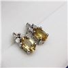 Image 2 : 188) STERLING SILVER CITRINE AND DIAMOND EARRINGS