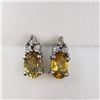 Image 4 : 188) STERLING SILVER CITRINE AND DIAMOND EARRINGS