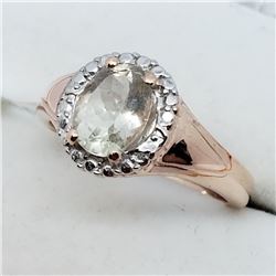 153) ROSE GOLD PLATED ST. SILVER MORGANITE RING