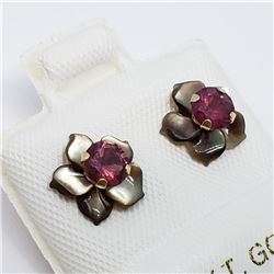 178) 10K GOLD TOURMALINE MOTHER OF PEARL EARRINGS