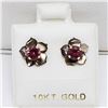 Image 2 : 178) 10K GOLD TOURMALINE MOTHER OF PEARL EARRINGS