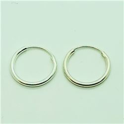 126) THREE PAIRS OF STERLING SILVER HOOP EARRINGS