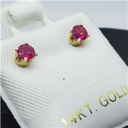 26) 14K YELLOW GOLD BURMESE RUBY EARRINGS