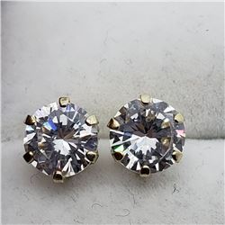 45) 10K YELLOW GOLD CUBIC ZIRCONIA EARRINGS
