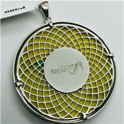 97) ST. SILVER GEMSTONE PENDANT W/FASHION CORD