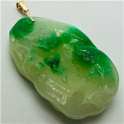 89) 14K YELLOW GOLD JADEITE PENDANT