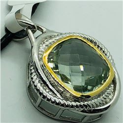 98) BRASS GREEN AMETHYST PENDANT