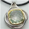 Image 2 : 98) BRASS GREEN AMETHYST PENDANT