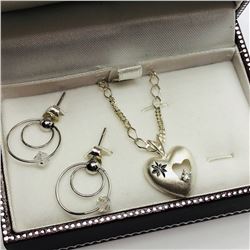 80) ST. SILVER EARRINGS & PENDANT NECKLACE SET
