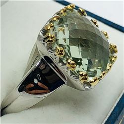 78) BRASS GREEN AMETHYST RING