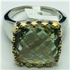 Image 2 : 78) BRASS GREEN AMETHYST RING