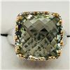 Image 4 : 78) BRASS GREEN AMETHYST RING