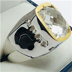 93) BRASS WHITE TOPAZ RING