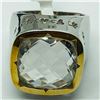 Image 2 : 93) BRASS WHITE TOPAZ RING