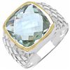 Image 3 : 110) RHODIUM PLATED GREEN AMETHYST RING
