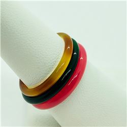 114) THREE ETERNITY STYLE AGATE RING