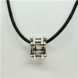 113) STERLING SILVER BEAD WITH CORD NECKLACE