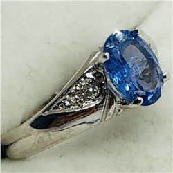 82) 10K WHITE GOLD TANZANITE & DIAMOND RING