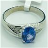 Image 2 : 82) 10K WHITE GOLD TANZANITE & DIAMOND RING
