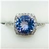 Image 5 : 32) 14K WHITE GOLD TANZANITE & DIAMONDS RING