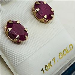 68) 10K YELLOW GOLD RUBY EARRINGS