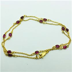52) GOLD PLATED STERLING SILVER RUBY NECKLACE