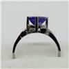 Image 1 : 25) 10K WHITE GOLD TANZANITE & BLUE DIAMONDS RING