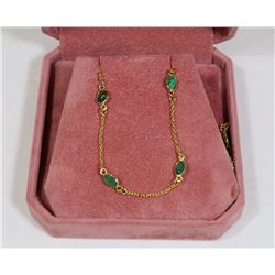 17) GOLD PLATED STERLING SILVER EMERALD NECKLACE