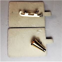 LOT OF 2 GOLD FILLED CHARMS INCLUDING A SKATE AND