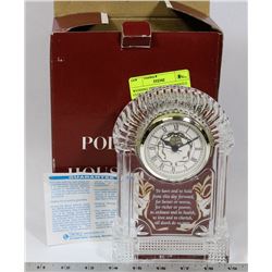 WEDDING THEMED GLASS MANTLE CLOCK.