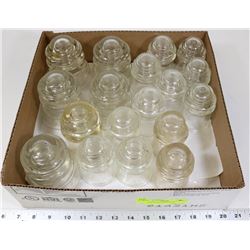LOT OF GLASS INSULATORS.