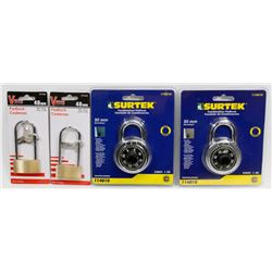 NEW! LOT OF 4 PADLOCKS
