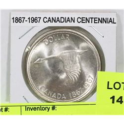1867-1967 CANADIAN GOOSE SILVER DOLLAR.